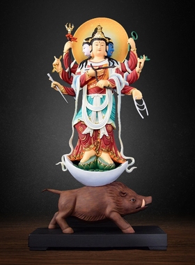 唐密摩利支天香樟木日本佛像