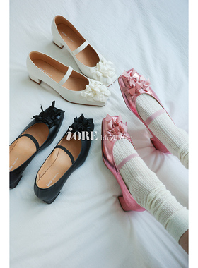 IORE理想矿石设计师原创2025春夏新款步步生花低跟玛丽珍粗跟单鞋