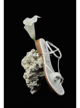 IORE理想矿石设计师原创 夏日花园 法式挺秀雅致马蹄莲平底凉鞋