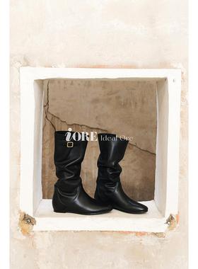 IORE理想矿石设计师原创时髦气质慵懒感内增高软趴趴及膝靴中筒靴