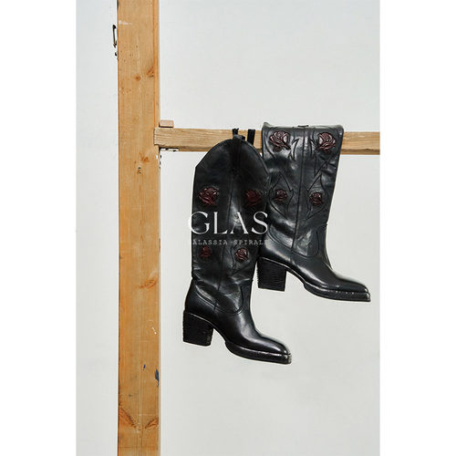 GLAS设计师原创浪漫玫瑰花及膝靴