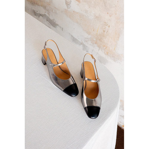 IORE镜面银色皱牛油皮玛丽珍凉鞋