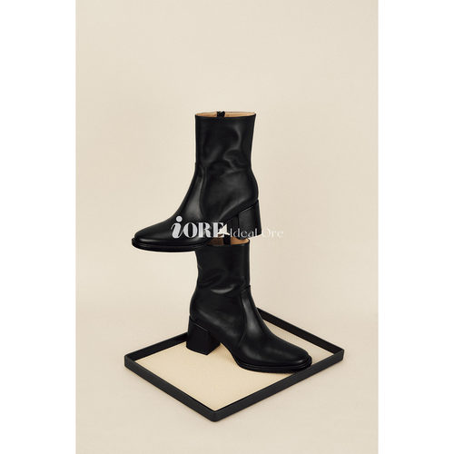 IORE理想矿石极简牛皮粗跟短靴