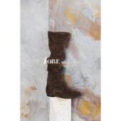 IORE理想矿石设计师原创 极简显瘦牛皮内增高堆堆靴中筒及膝靴