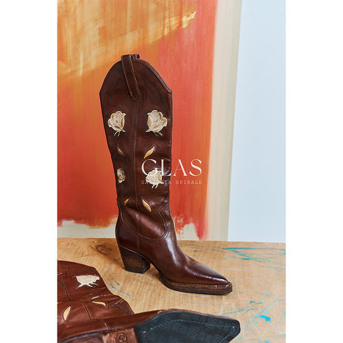 GLAS永不枯萎玫瑰花尖头及膝靴