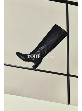 IORE理想矿石设计师原创 柔润轮廓 极简显腿直圆头中跟及膝靴长靴