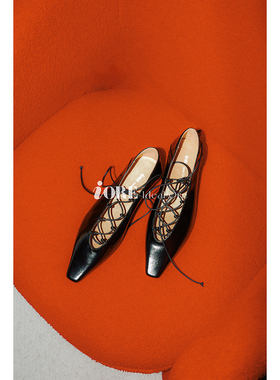 IORE理想矿石设计师原创2025春夏新款法式优雅方头低跟长绑带单鞋