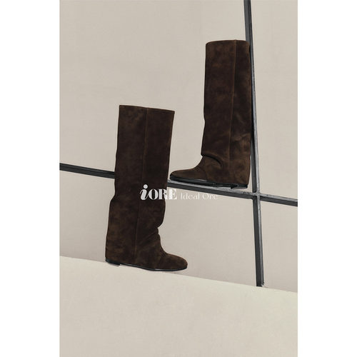 IORE理想矿石圆头坡跟及膝裤腿靴