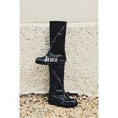 IORE理想矿石设计师原创 空间折片 非对称偏轴斜拉链牛皮中筒靴