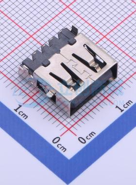 USB连接器 905-761A2022S10205 插件 沉板四脚前贴后插13.6无边铁