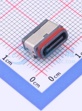 USB连接器 TYPE-C 16PFS 2J-H7.45 IPX8 SMD IPX8 自带红色胶圈 T