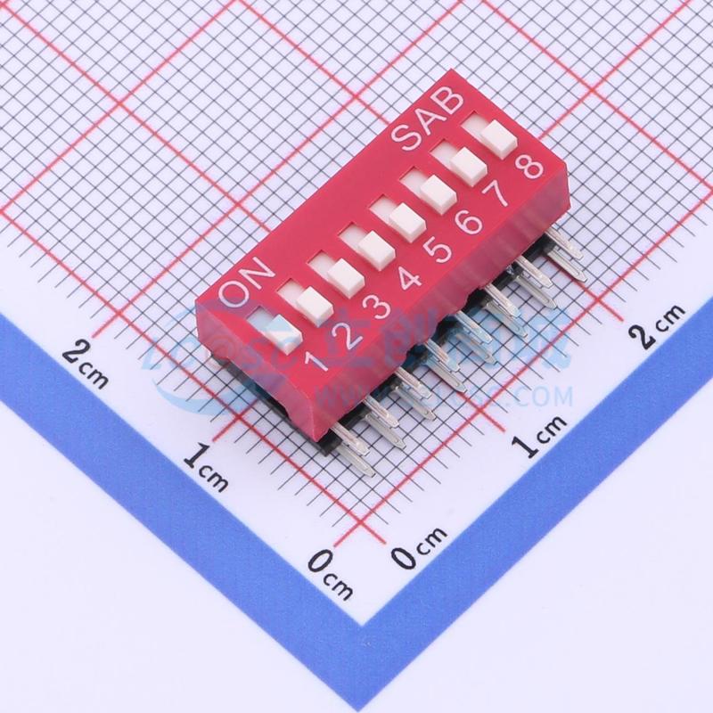 拨码开关 BA08GR 插件 8位 2.54mm 25mA