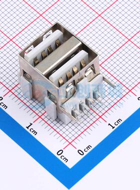 USB连接器 XUDF-0208-1420 插件 双层 USB 2.0AF 90度插板式正向