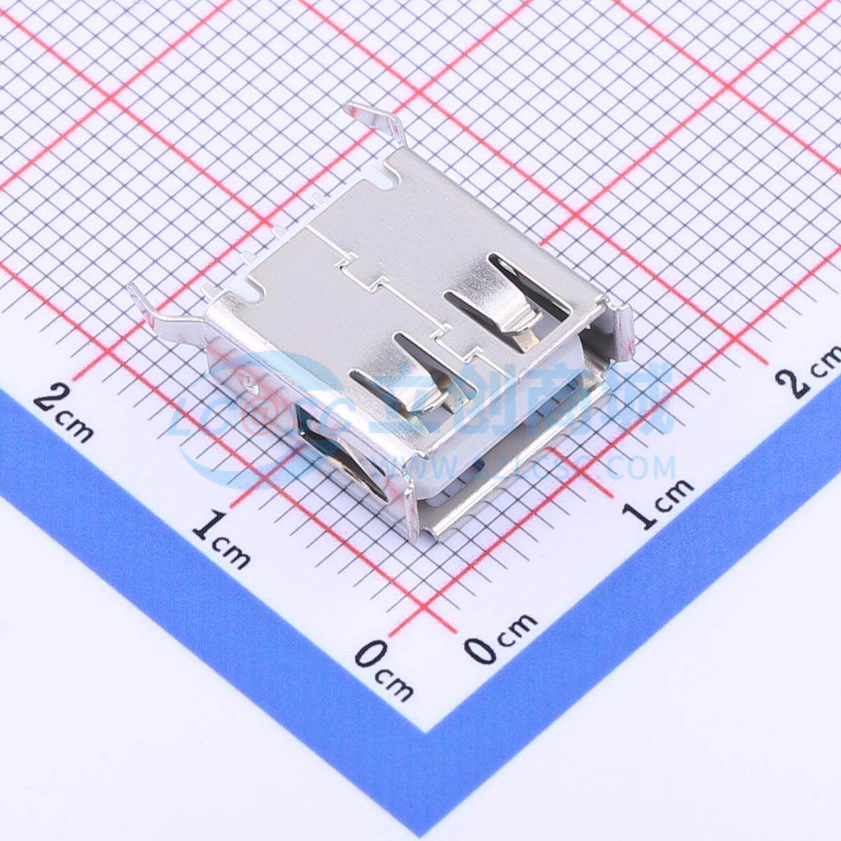 USB连接器 U-USBAS04P-F004 插件 USB-A/F-1*4PH=13.5mm180度DIP