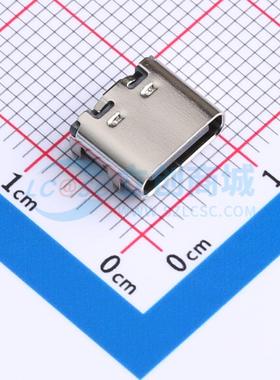 USB连接器 TYPE C-ZL-106PWB SMD 卧式带钢片黑色高导铜3U金 Type