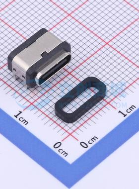 USB连接器 TYPE-C 6PFS 4J-H7.5 IPX8 SMD IPX8 配黑色胶圈 Type-
