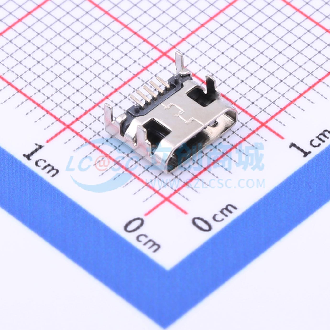 USB连接器 MICRO-12-G2P3-A1T2 SMD 平口无卷边外壳长6.0有柱固定