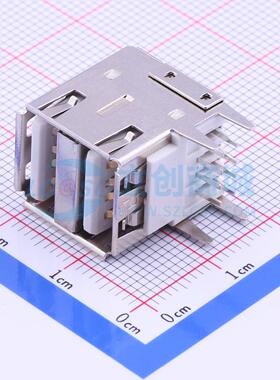 USB连接器 907-211A1012D10200 插件 AF双层 半包 直脚 有边 铁 P