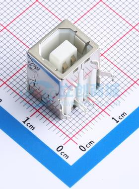 USB连接器 DS1099-WN0 弯插 USB B型 胶芯白色，外壳镀镍(铜材)，