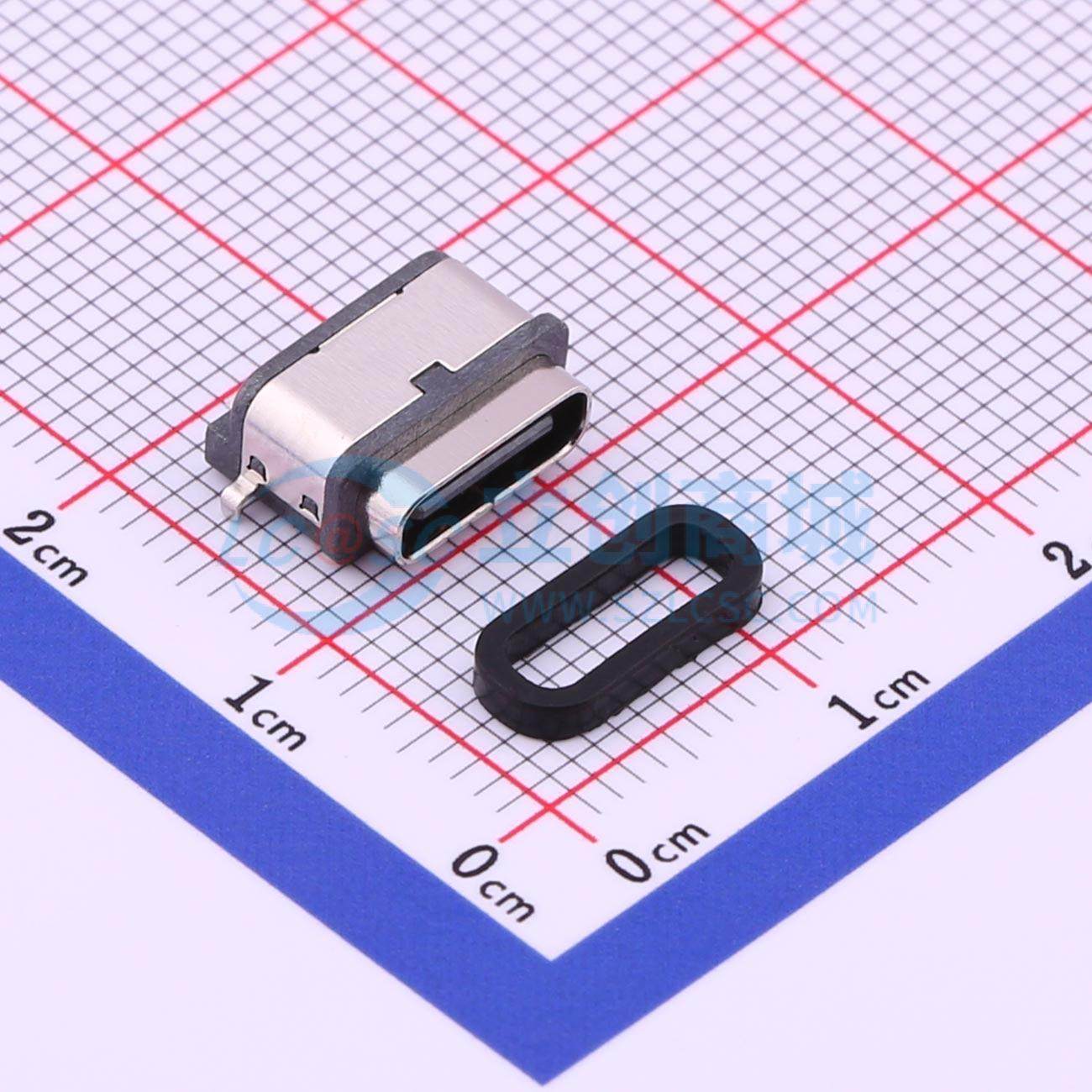 USB连接器 TYPEC-240-ARP6G2X8 SMD IPX7防水6PIN 沉板0.8 Type-c
