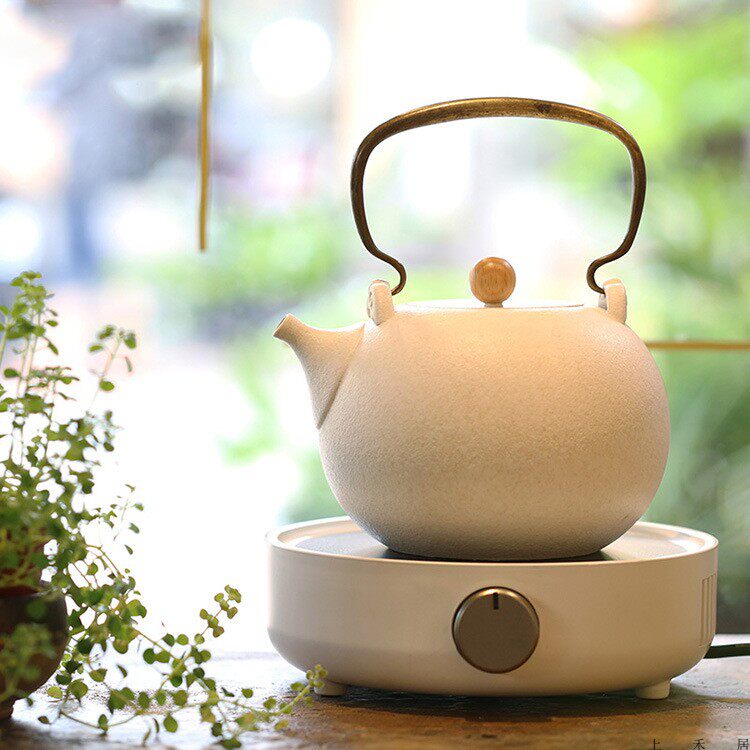 台湾宜龙白陶壶煮茶器烧水泡茶壶电陶炉套装大容量提梁壶功夫茶具