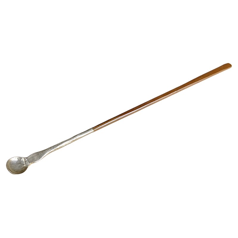 纯手工银茶则功夫茶具配件纯银茶匙茶拨紫铜手柄取茶勺分茶器