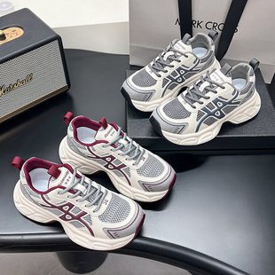 春夏舒适透气网面鞋 厚底老爹鞋 百搭软底女鞋 女轻便时尚 防滑运动鞋