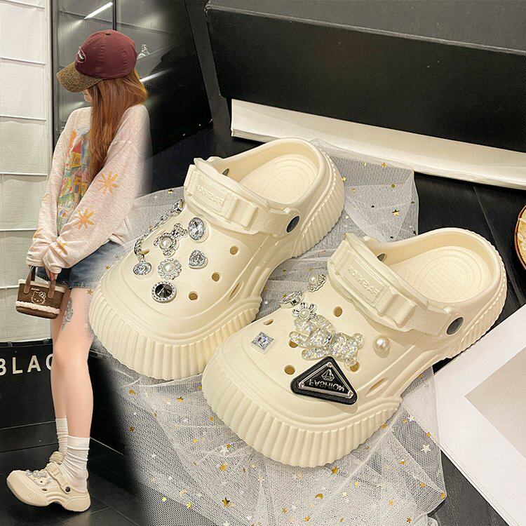 防臭防滑洞洞鞋女款2026新款凉鞋女夏外穿配裙子厚底增高包头拖鞋