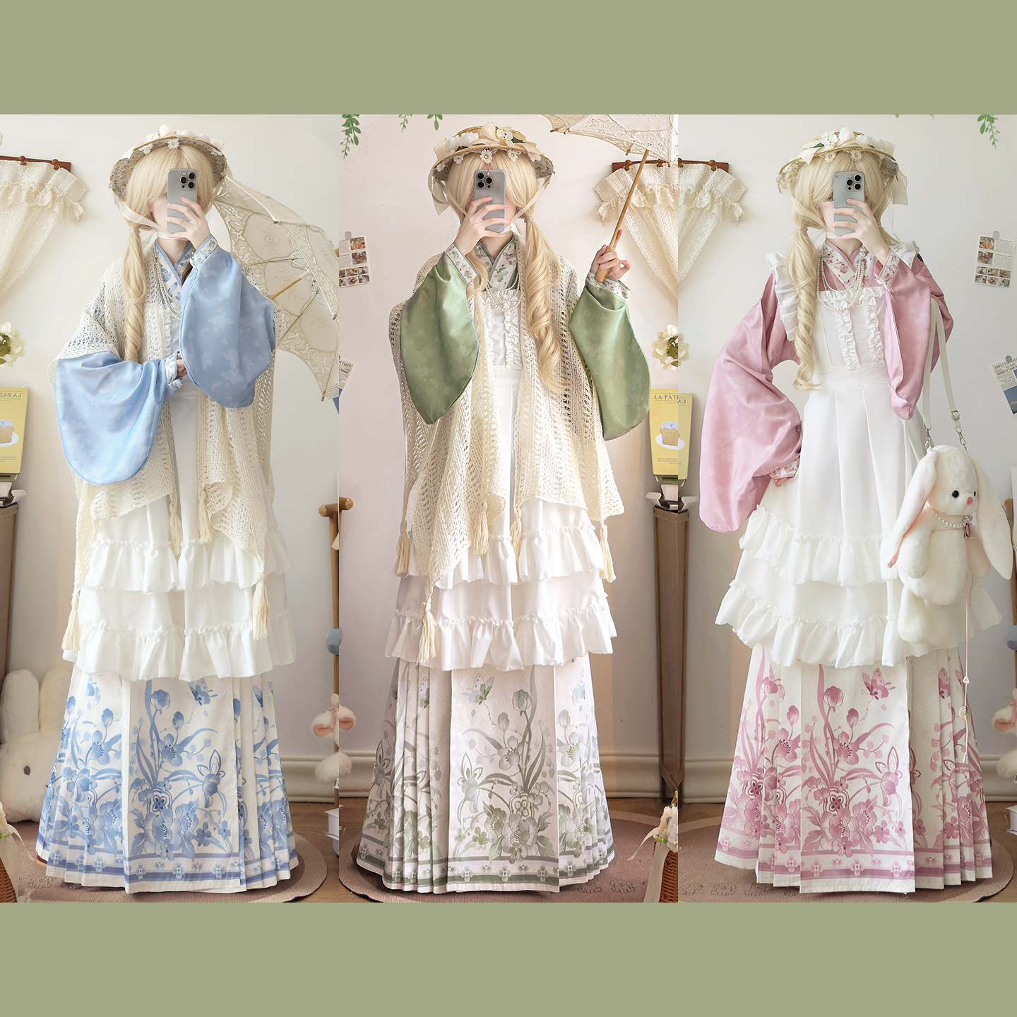 墨染幽阙原创汉洋折衷明制交领短衫罩裙加绒斗篷马面裙洛丽塔秋冬