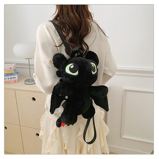 2025夜煞双肩包毛绒玩具公仔玩偶背包无牙仔斜挎包驯龙高手手机包
