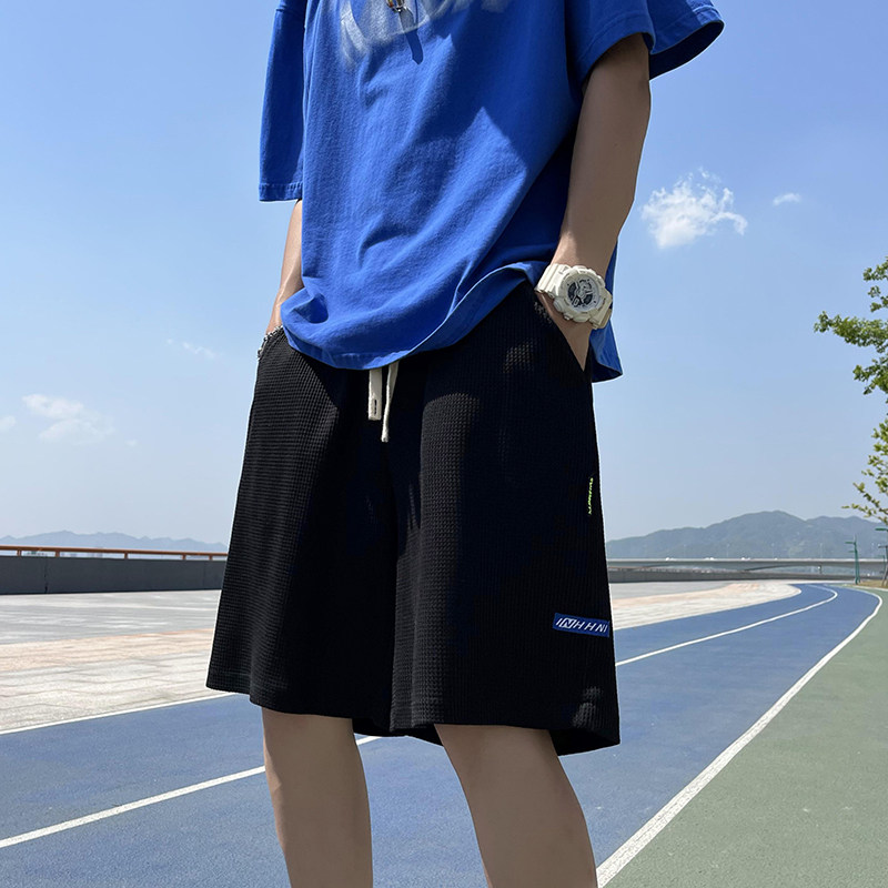 港风2024夏款新款短裤男女华夫格卫裤宽松运动裤五分裤310B-2P35,男装休闲裤,电商A113-2