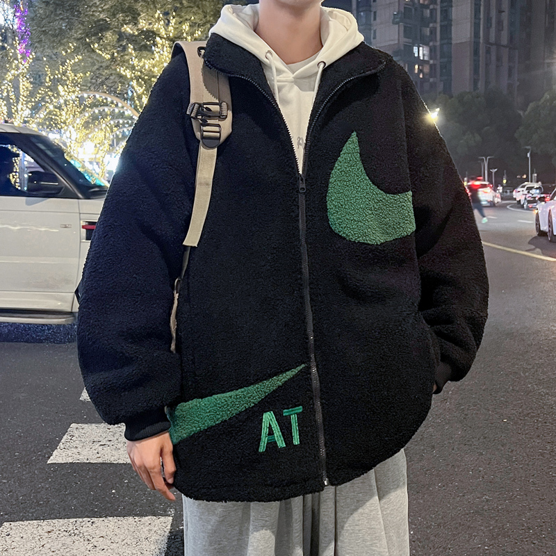 刺绣羊羔绒外套男宽松棉衣羊羔毛棉服310B-2-C05-P125控158，男装棉衣，电商A113-2