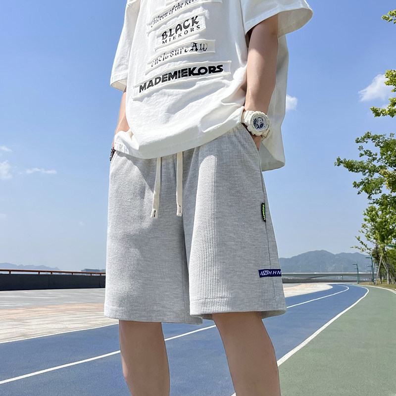 310B-2夏季新款华夫格短裤情侣港风休闲五分裤男高品质P35,男装休闲裤,电商A113-2