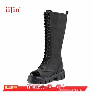 香港代购 2025超轻牛仔布内增高11.5cm厚底骑士长靴 iijin艾今正品
