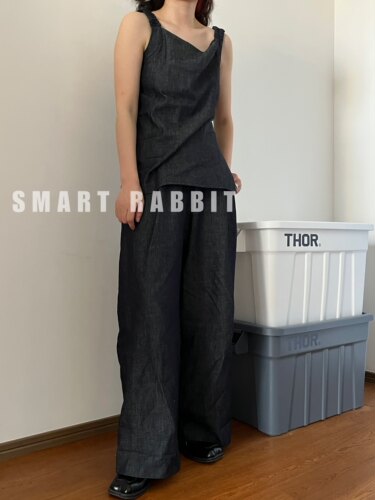 Smart Rabbit |舒适随性｜亚麻棉质感小众牛仔背心牛仔长裤套装