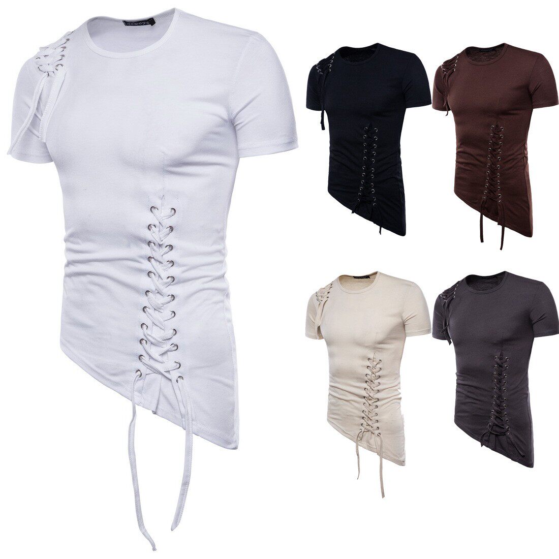 夏季跨境外贸欧美潮流修身不规则设计编绳短袖T恤1812-YT011-P40，男装T恤，星座1812