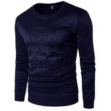 2025秋装男士压花卫衣套头太空棉长袖T恤现货1800-968-P30，男装T恤，星座1812