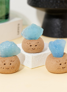 天然水晶小豆丁可爱治愈摆件