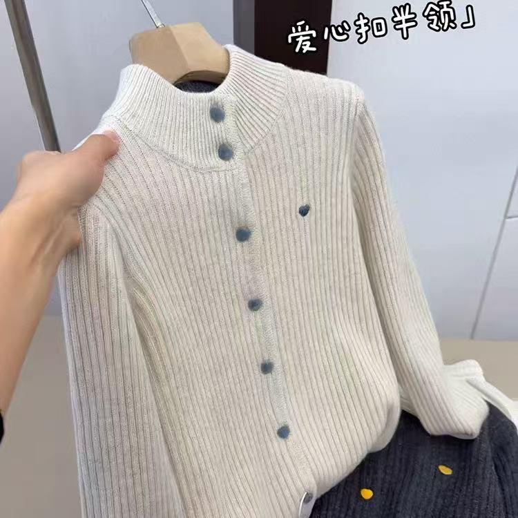 刺绣加厚毛衣极简风立领针织开衫