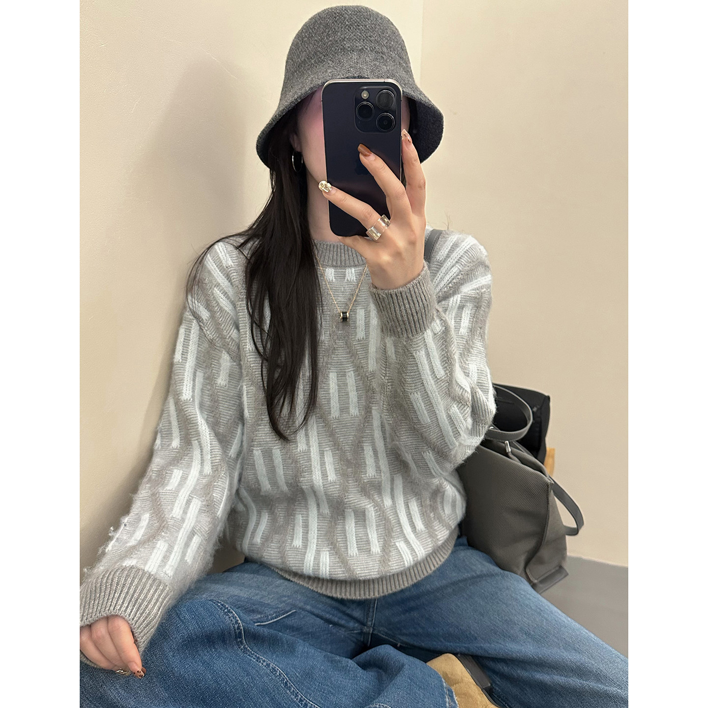 韩系复古麻花纹圆领套头毛衣女装加厚宽松慵懒风长袖针织衫高级感,女装/女士精品,毛针织衫,淘宝优惠券,粉丝福利购,淘宝优惠卷