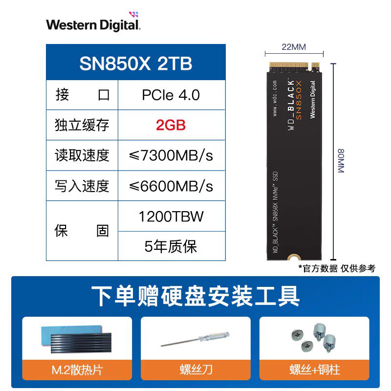 SSD M.2 NVMe WD_BLACK SN850X 2ТБ PCIe 4.0
