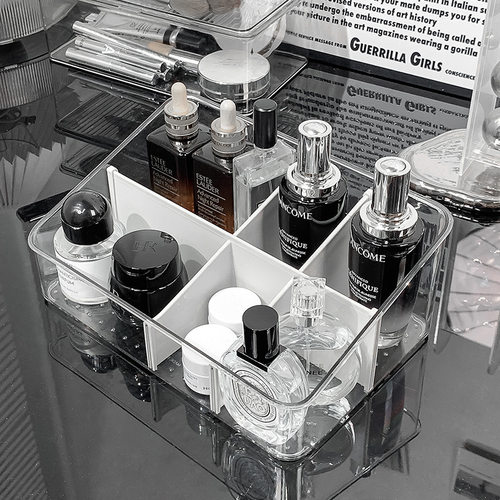 透明收纳盒化妆品整理盒桌面口红化妆刷护肤品笔筒化妆盒置物架筒