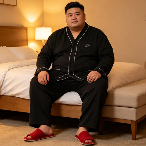 男睡衣7XL胖子纯棉300斤胖子秋冬