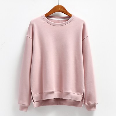 宽松纯棉休闲开叉卫衣纯色