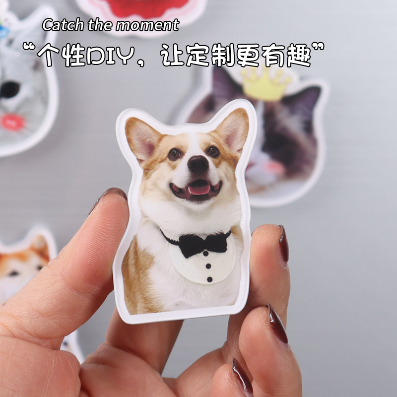 定制猫咪狗狗照片冰箱贴创意个性可爱磁铁亚克力宠物冰箱装饰车贴