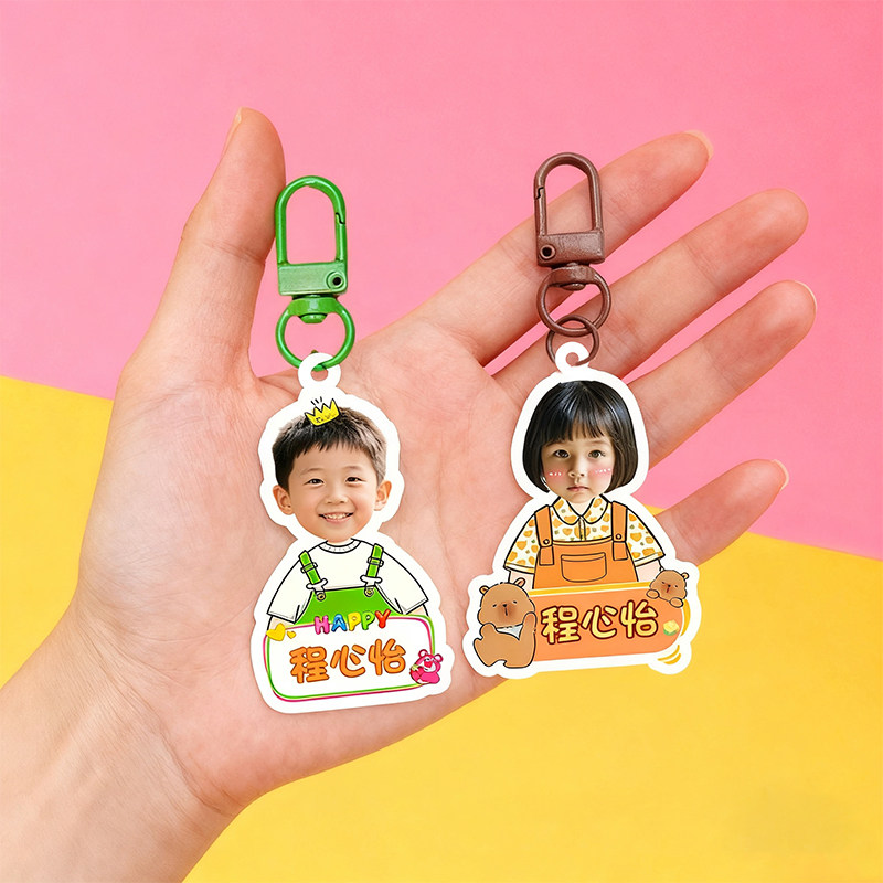 幼儿园名字挂牌定制卡通个性儿童书包挂件防水徽章照片入学生用品图片