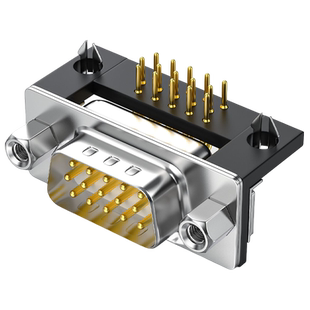 工业DB15插头3排15针90度弯脚HDR15焊板VGA显示器接头DB15公母座