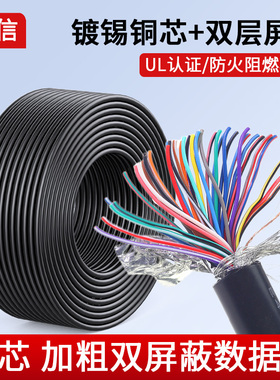 纯铜37芯线屏蔽数据线DB37连接线信号电缆36屏蔽线37芯线编织网屏