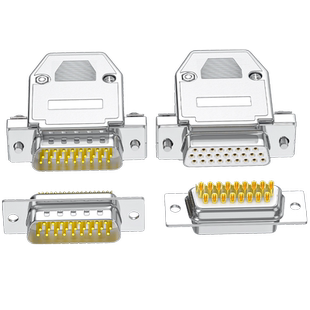 DB26公头母头3排26针串口插头连接器 26P接头镀烙银色ABS塑胶壳