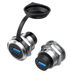 RJ45插座网口网络直通头圆型USB母座超6类机柜钣金连接器网线高清HDMI对接头TYPE-C面板固定接口转接头防尘